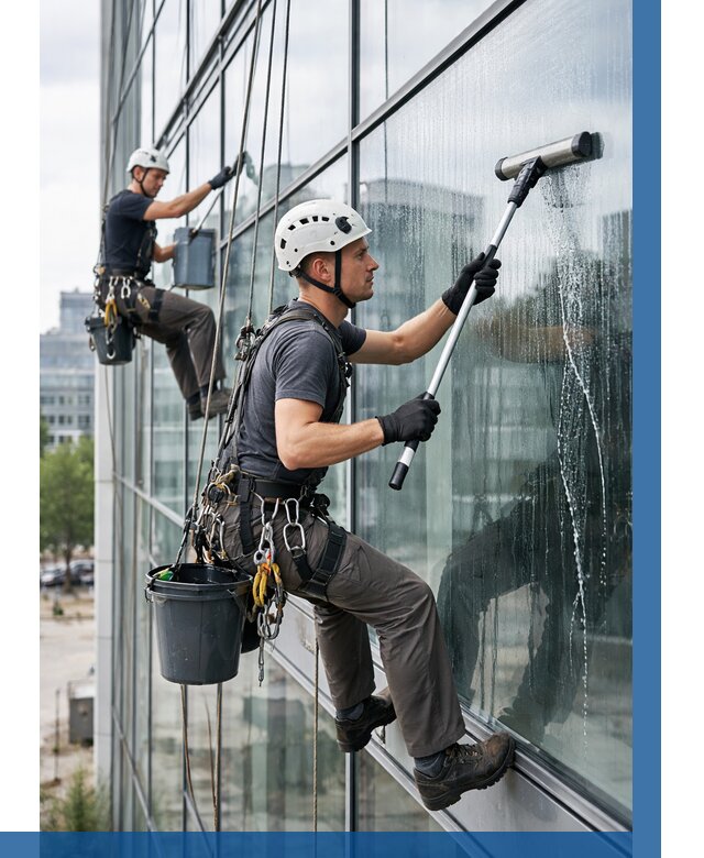 Мойка витражей альпинистами в Челябинске от 722 р. под ключ|ВЫСОТНИК-Члб