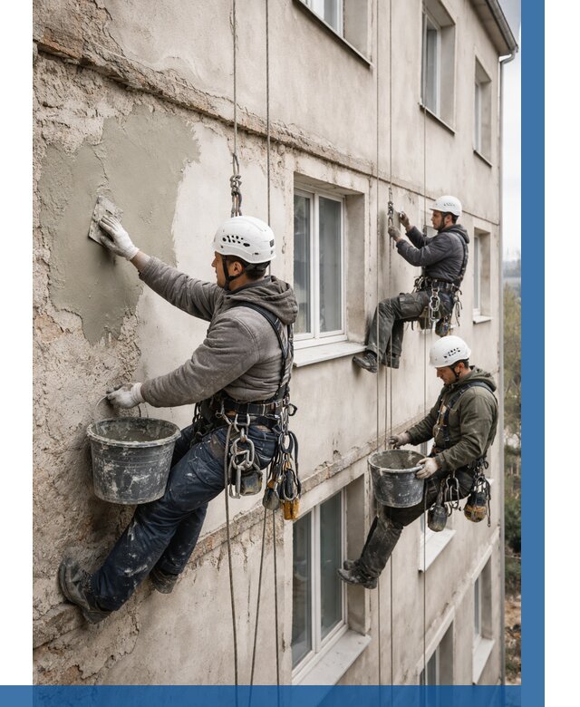 Ремонт штукатурного фасада в Челябинске от 773 р. под ключ | ВЫСОТНИК-Члб