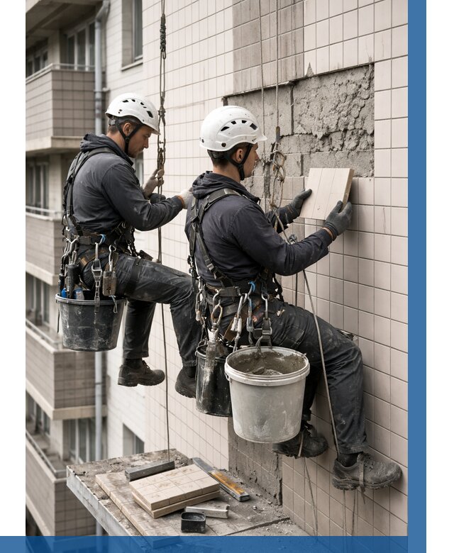 Ремонт облицовки фасада плиткой в Челябинске от 1856 р. | ВЫСОТНИК-Члб