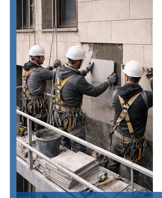 Ремонт облицовки фасада плиткой в Челябинске с гарантией