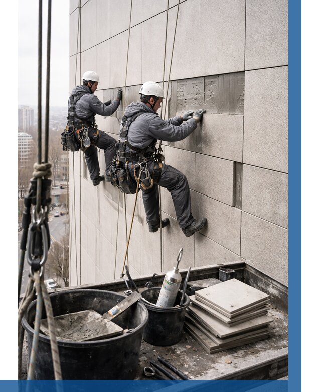 Ремонт фасада из керамогранита в Челябинске от 2578 р. | ВЫСОТНИК-Члб