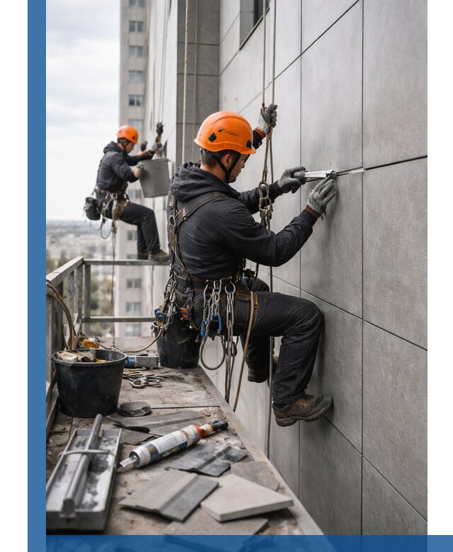 Профессиональный ремонт фасада из керамогранита в Челябинске