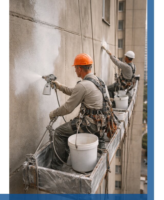 Грунтовка фасада на высоте в Челябинске от 124 р. | ВЫСОТНИК-Члб