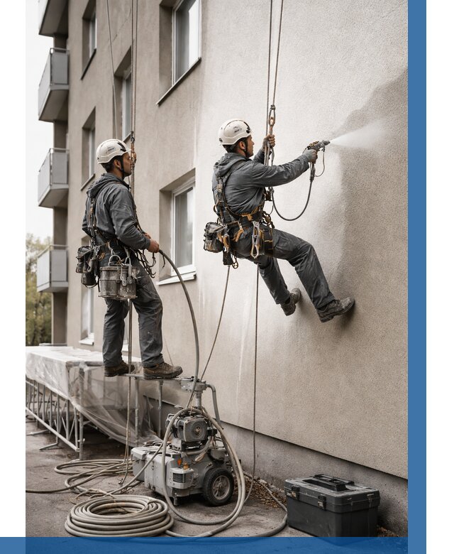 Безвоздушная покраска фасада в Челябинске от 227 р/м² | ВЫСОТНИК-Члб