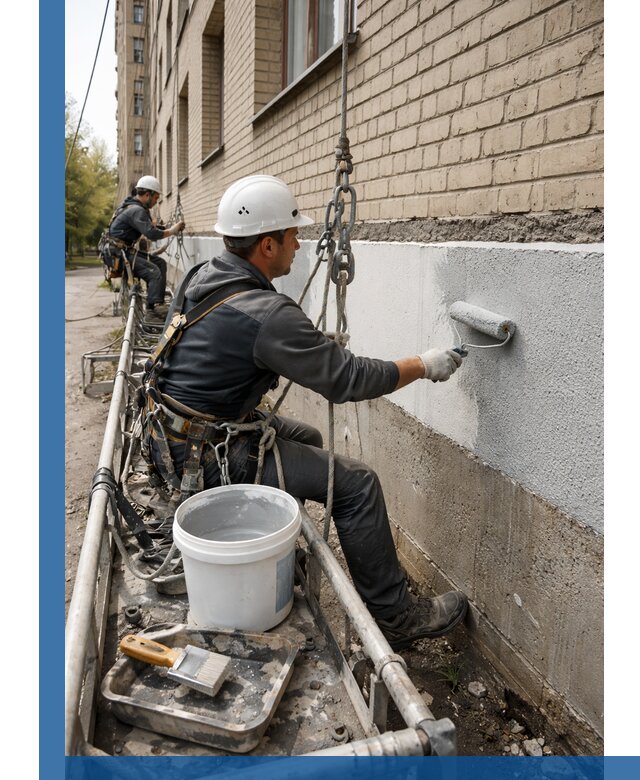Окраска цоколя здания в Челябинске профессионально и надежно