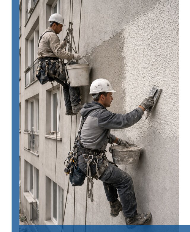 Нанесение декоративной штукатурки короед на фасад в Челябинске