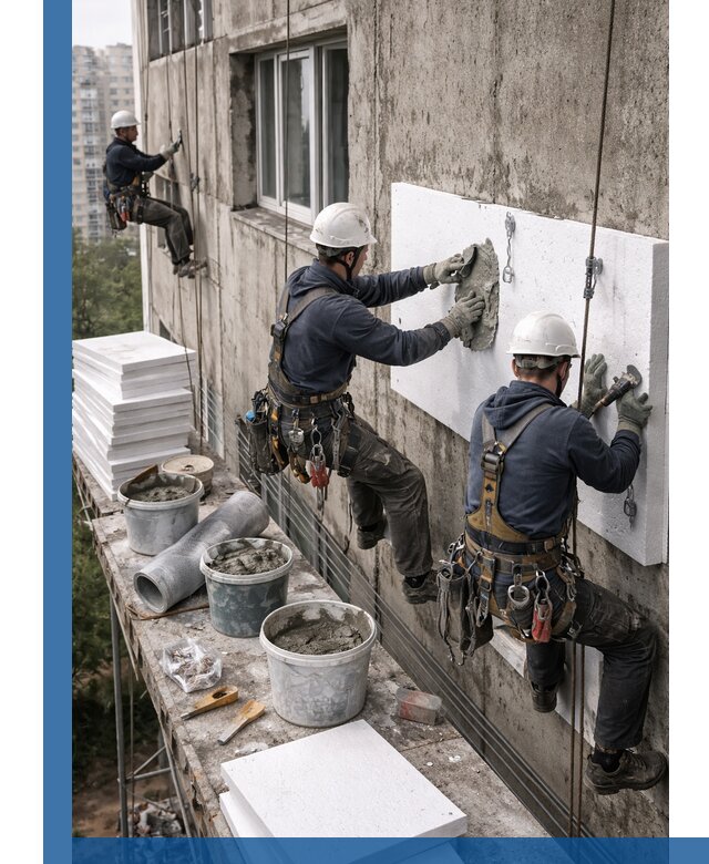 Утепление фасада пенополистиролом в Челябинске под ключ