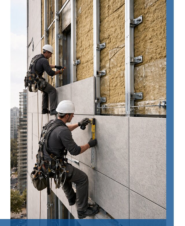 Монтаж вентилируемого фасада в Челябинске от 3609 р. | ВЫСОТНИК-Члб