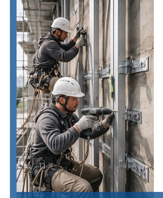 Монтаж и крепление подсистемы вентфасада в Челябинске