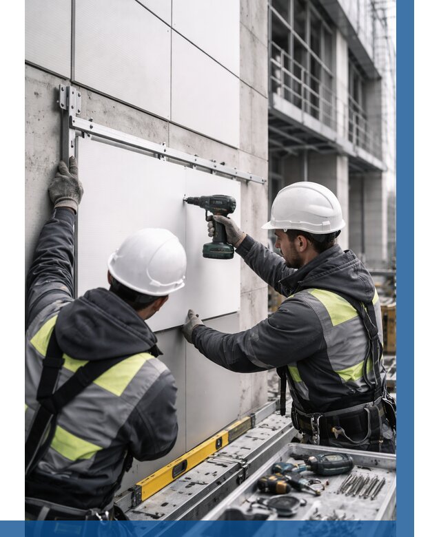 Монтаж композитных панелей фасада в Челябинске от 2578 р. | ВЫСОТНИК-Члб