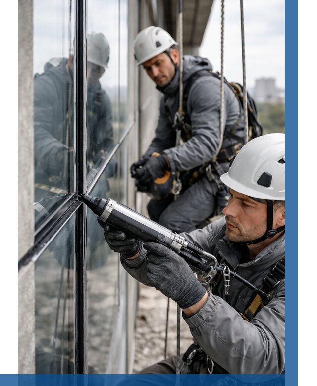 Герметизация витражных швов в Челябинске от 670 р. | ВЫСОТНИК-Члб