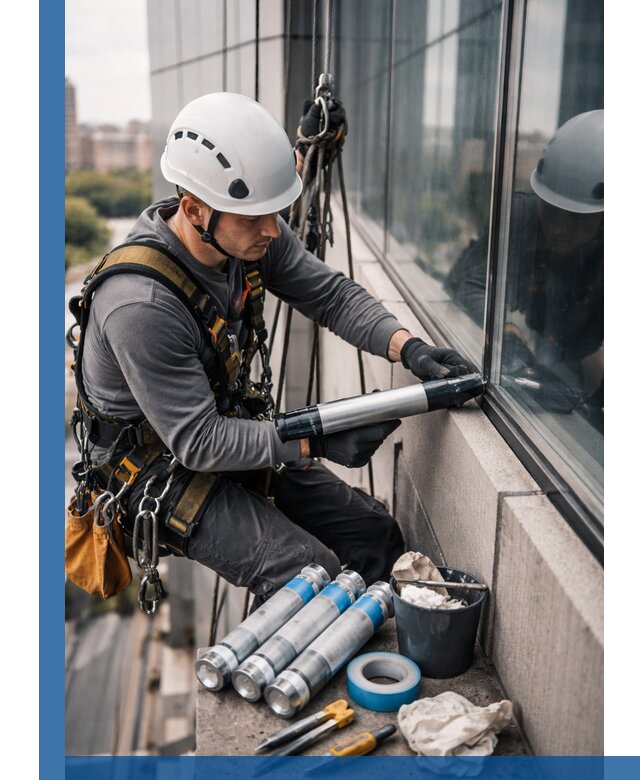 Герметизация стыков витража в Челябинске для герметичных фасадов