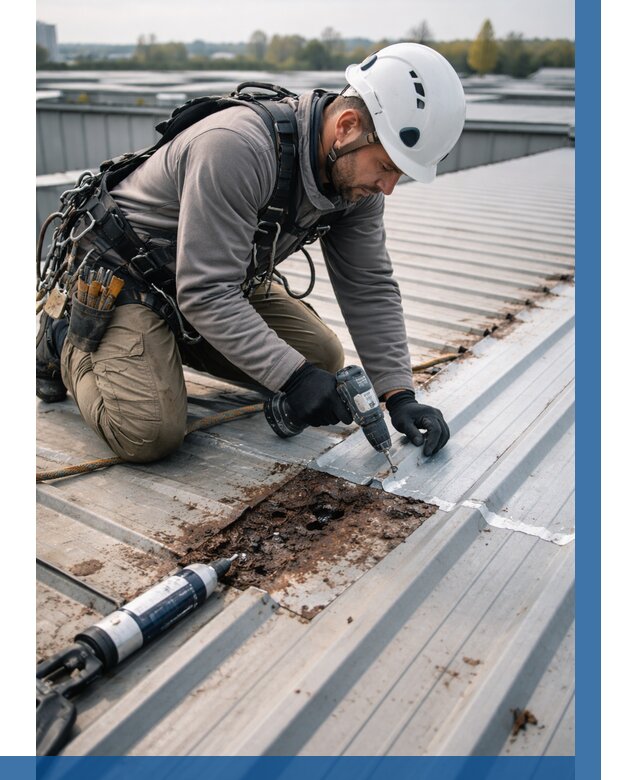 Ремонт профнастила на кровле в Челябинске от 722 р. | ВЫСОТНИК-Члб