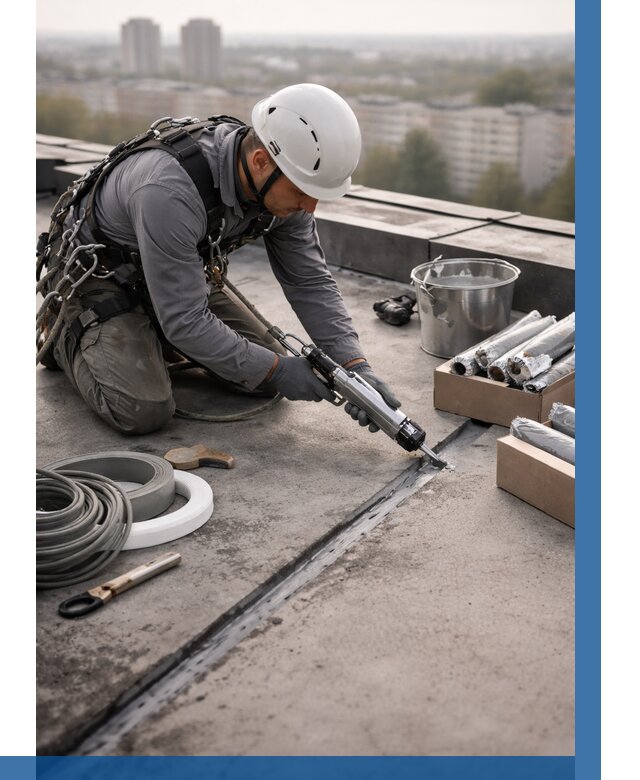 Герметизация швов кровли в Челябинске от 464 р./м2 | ВЫСОТНИК-Члб