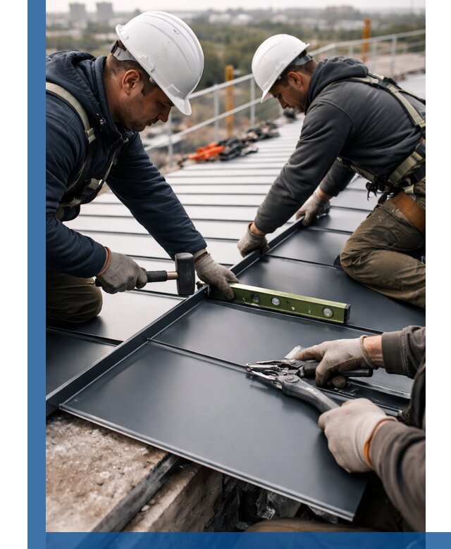 Монтаж фальцевой кровли в Челябинске для промышленных зданий