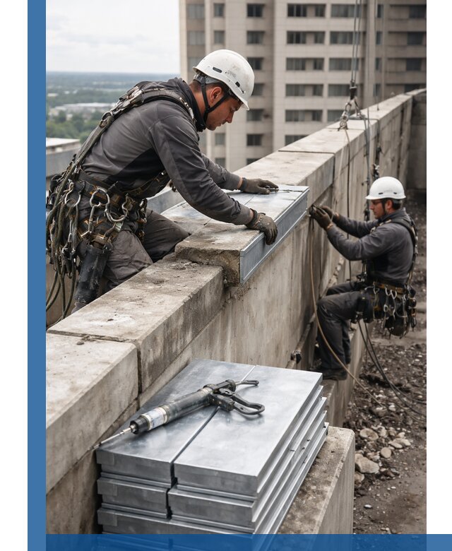 Замена парапетных крышек и установка новых в Челябинске