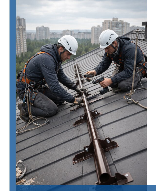 Монтаж снегозадержателей на кровле зданий в Челябинске под ключ