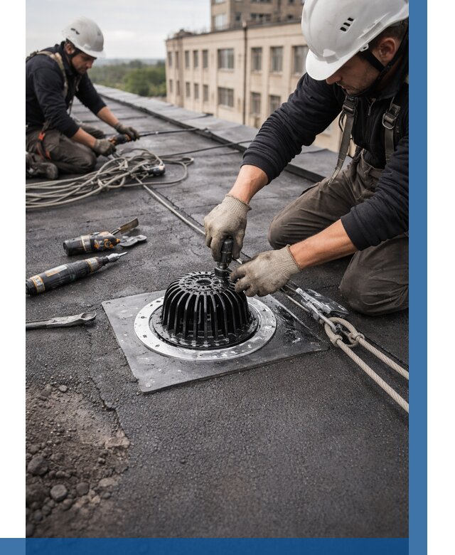 Установка водосточных воронок в Челябинске цена от 3609 р. | ВЫСОТНИК-Члб