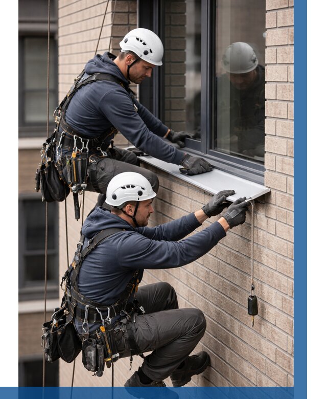 Монтаж оконных отливов под ключ в Челябинске от 3609 р. | ВЫСОТНИК-Члб