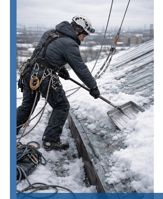 Профессиональная очистка кровли от снега и наледи в Челябинске