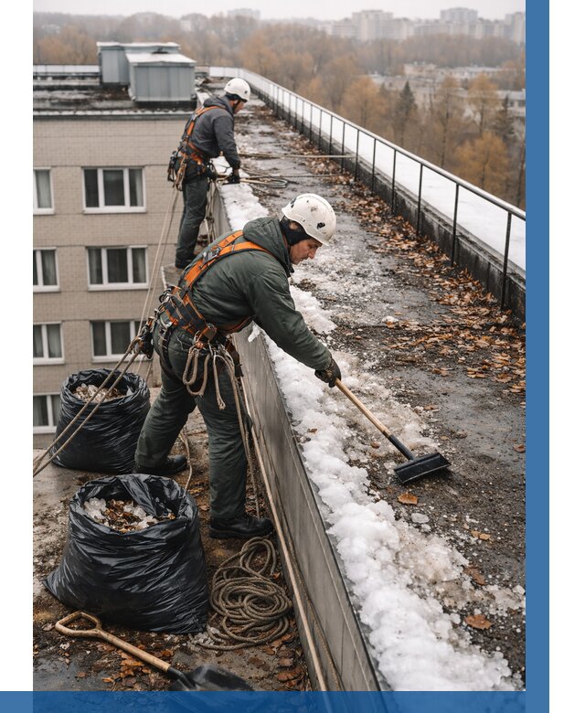 Очистка кровли по периметру в Челябинске от 567 р. | ВЫСОТНИК-Члб