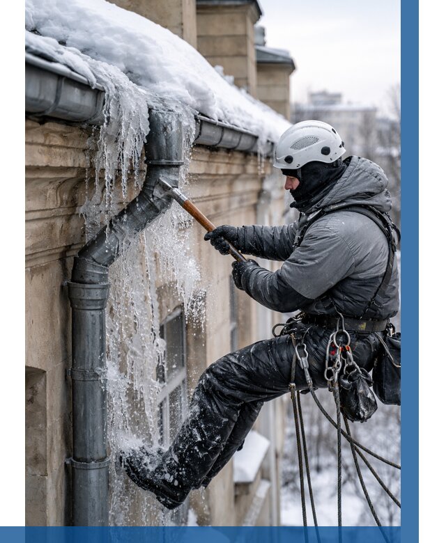 Очистка водостоков от льда в Челябинске от 3609 р. | ВЫСОТНИК-Члб