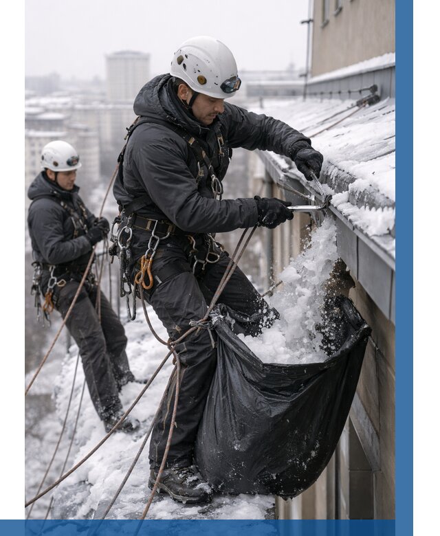 Аварийная очистка крыши в Челябинске под ключ от 309 р. | ВЫСОТНИК-Члб