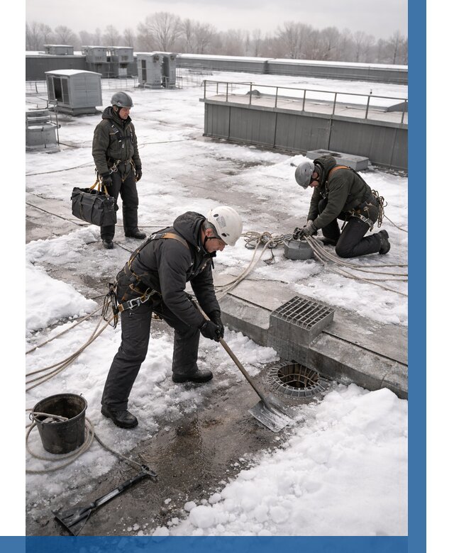 Абонентское обслуживание кровли зимой в Челябинске от 8250 р. | ВЫСОТНИК-Члб