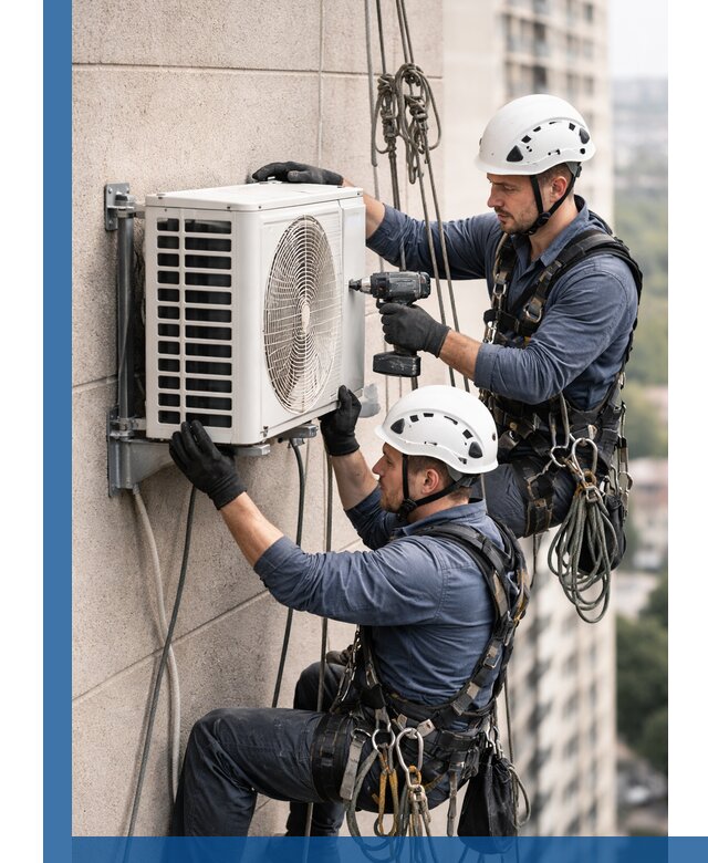 Монтаж внешнего блока кондиционера в Челябинске установка и крепление