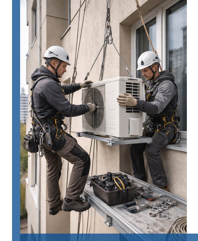 Перенос внешнего блока кондиционера в Челябинске с монтажом и крепежом