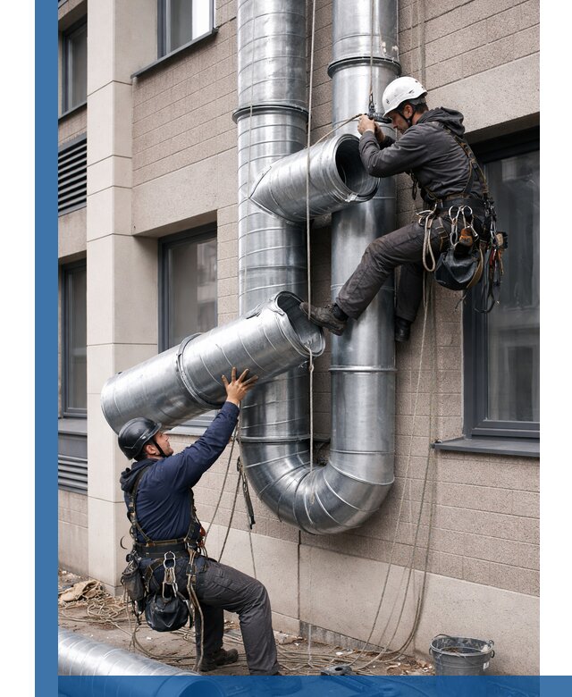 Монтаж фасадных воздуховодов в Челябинске с герметизацией и крепежом