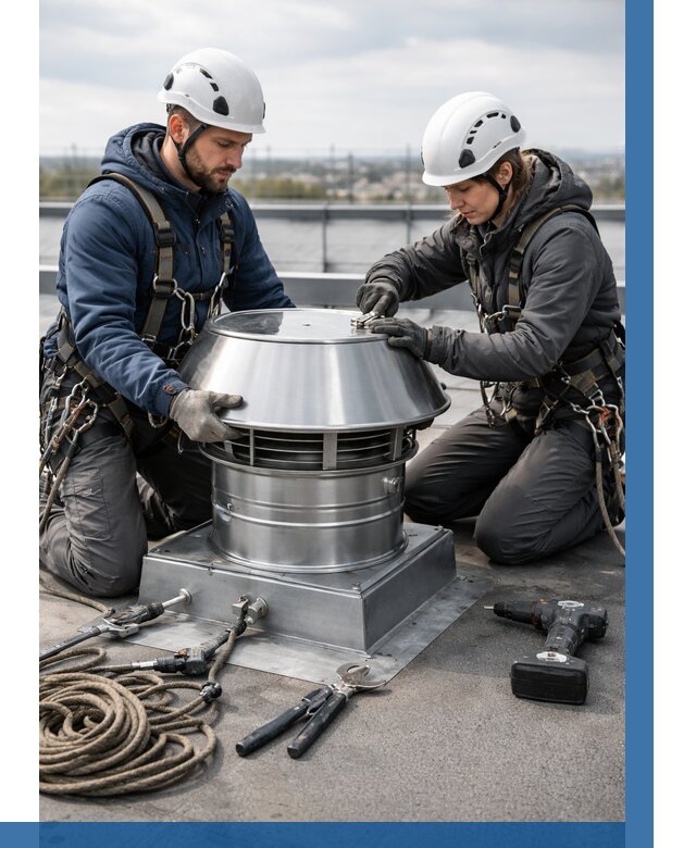 Установка дефлекторов на кровле в Челябинске от 4640 р. | ВЫСОТНИК-Члб