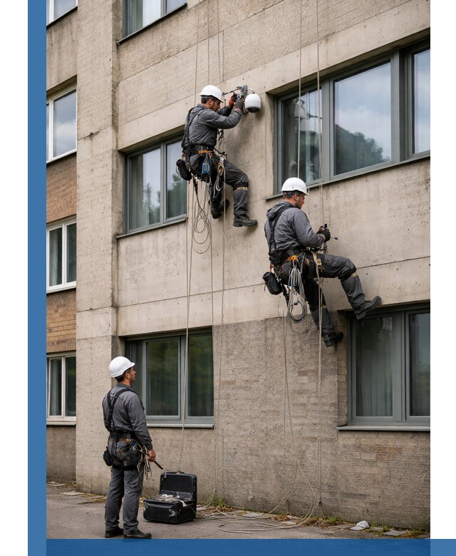Монтаж фасадных камер видеонаблюдения в Челябинске под ключ