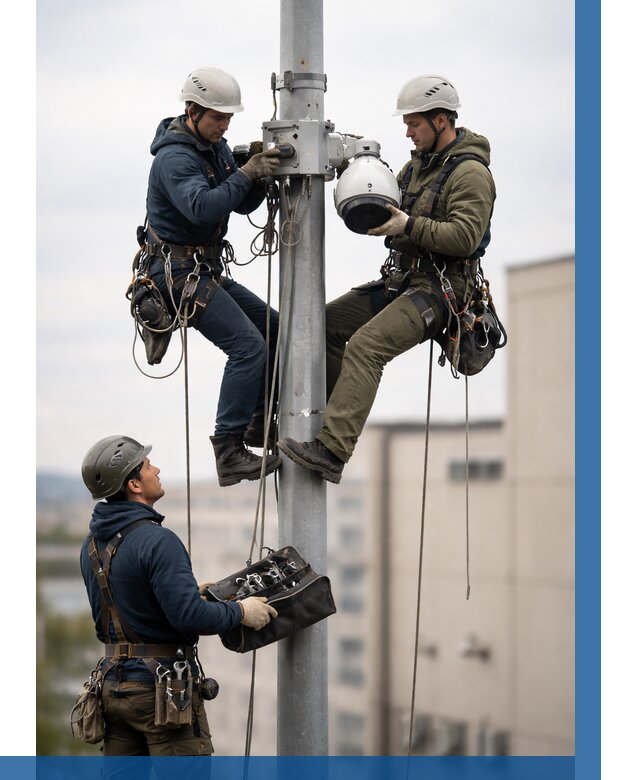 Установка видеокамер на мачте в Челябинске от 8765 р. | ВЫСОТНИК-Члб