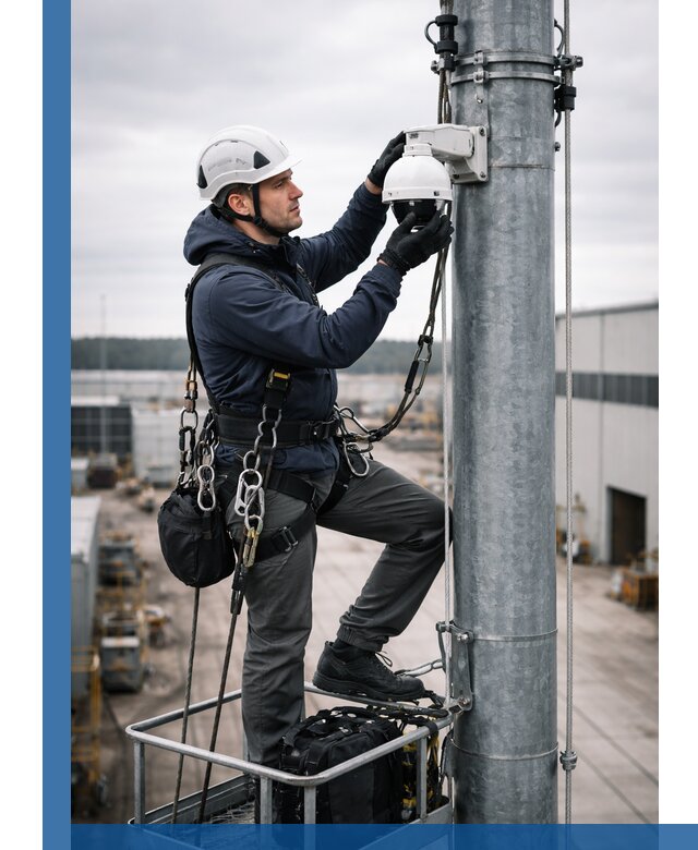 Профессиональная установка видеокамер на мачте в Челябинске