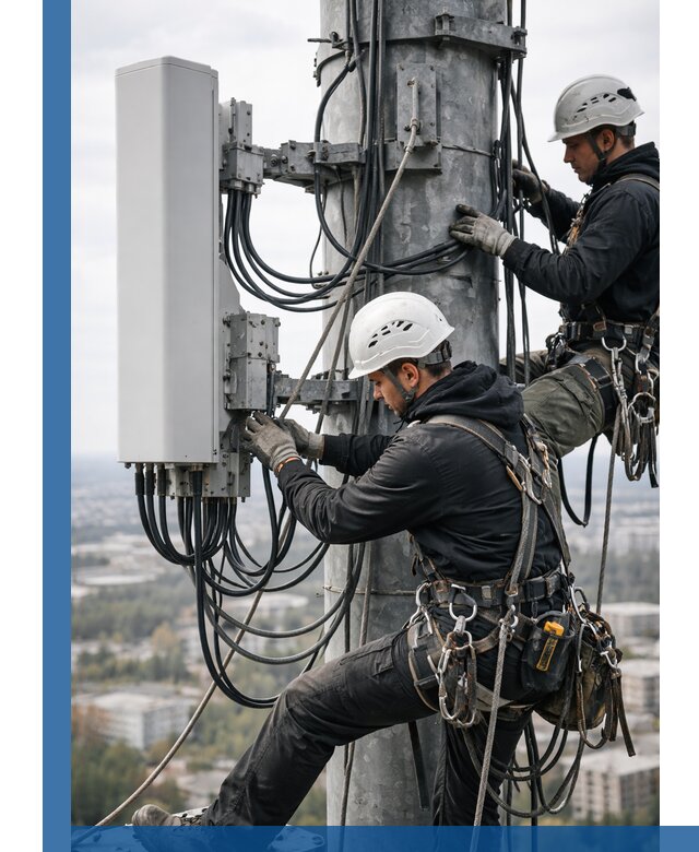 Монтаж оборудования связи на мачте в Челябинске с пусконаладкой