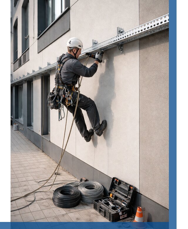 Монтаж кабельных лотков на фасаде в Челябинске от 1237 р. | ВЫСОТНИК-Члб