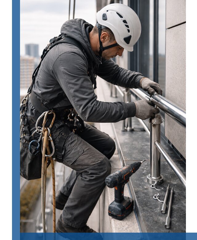 Монтаж ограждений на высоте в Челябинске для зданий и конструкций