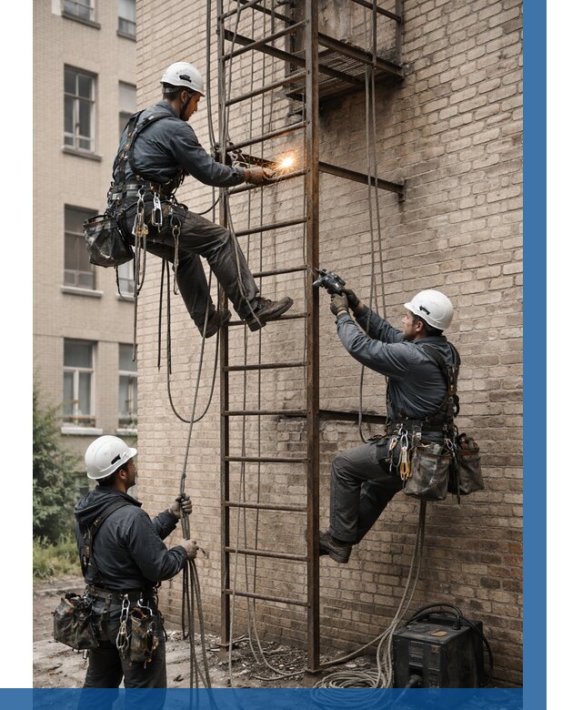 Ремонт пожарной лестницы в Челябинске от 7734 р. | ВЫСОТНИК-Члб