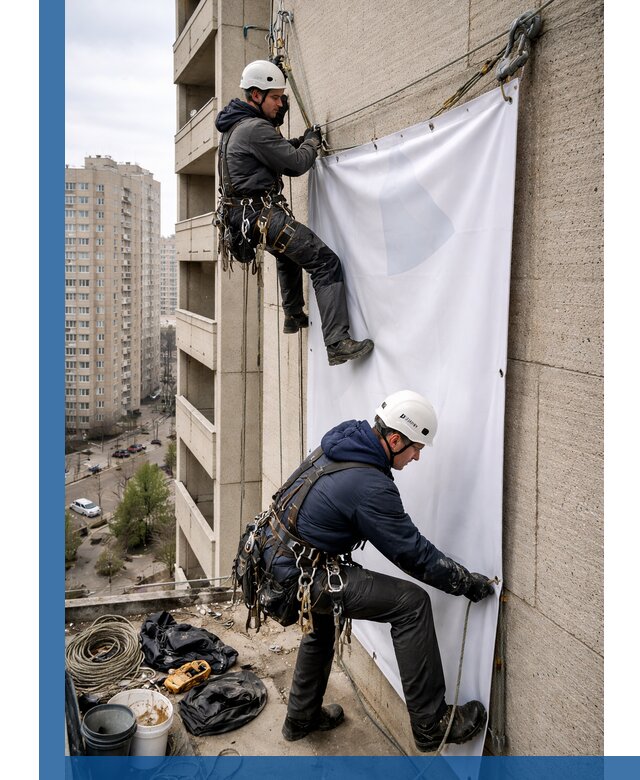 Профессиональный монтаж баннеров на фасаде в Челябинске