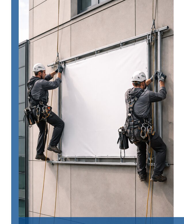 Монтаж наружной рекламной вывески в Челябинске под ключ