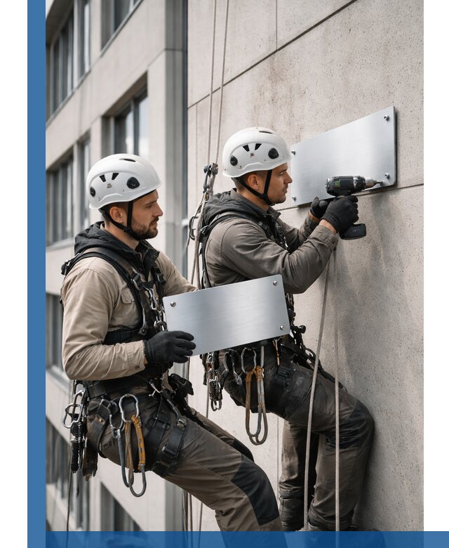 Монтаж табличек и указателей в Челябинске для зданий и сооружений