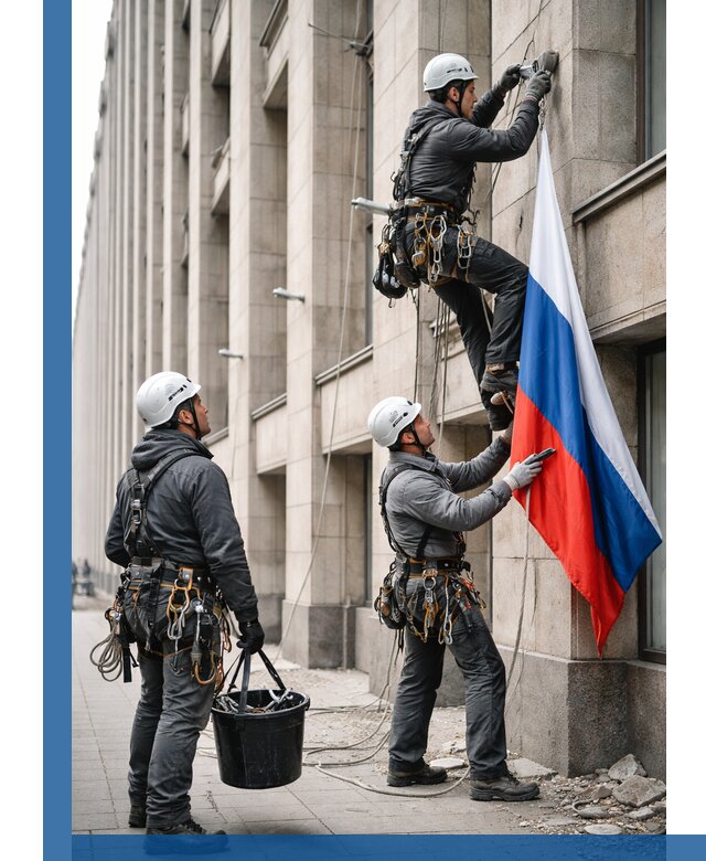 Профессиональная установка флагов на фасаде в Челябинске