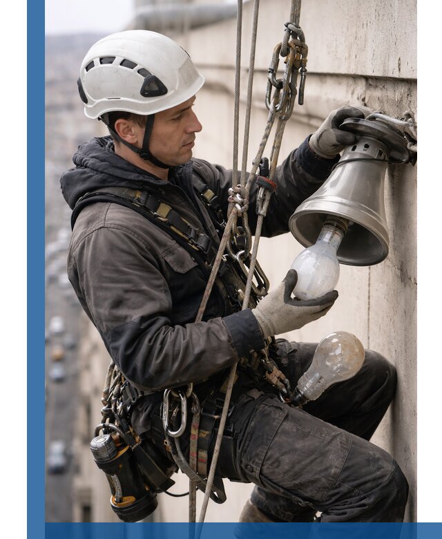 Замена ламп на высоте в Челябинске профессионально и быстро