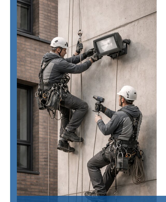 Профессиональный монтаж фасадных прожекторов в Челябинске под ключ