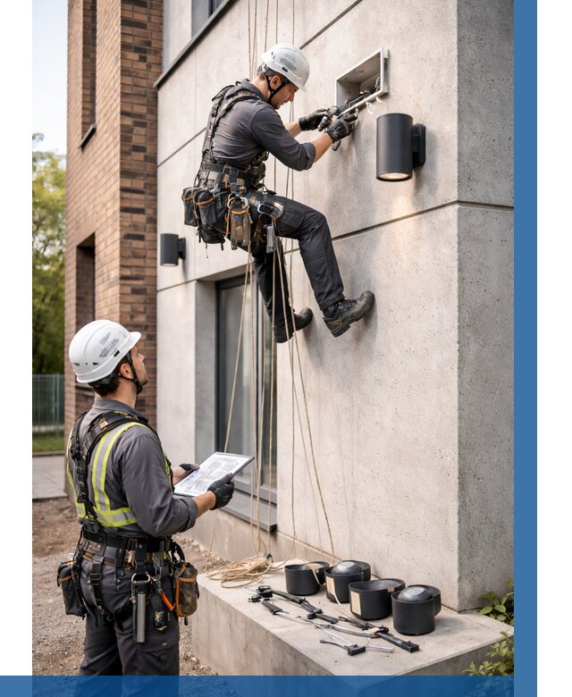 Монтаж фасадного освещения в Челябинске от 2578 р. | ВЫСОТНИК-Члб