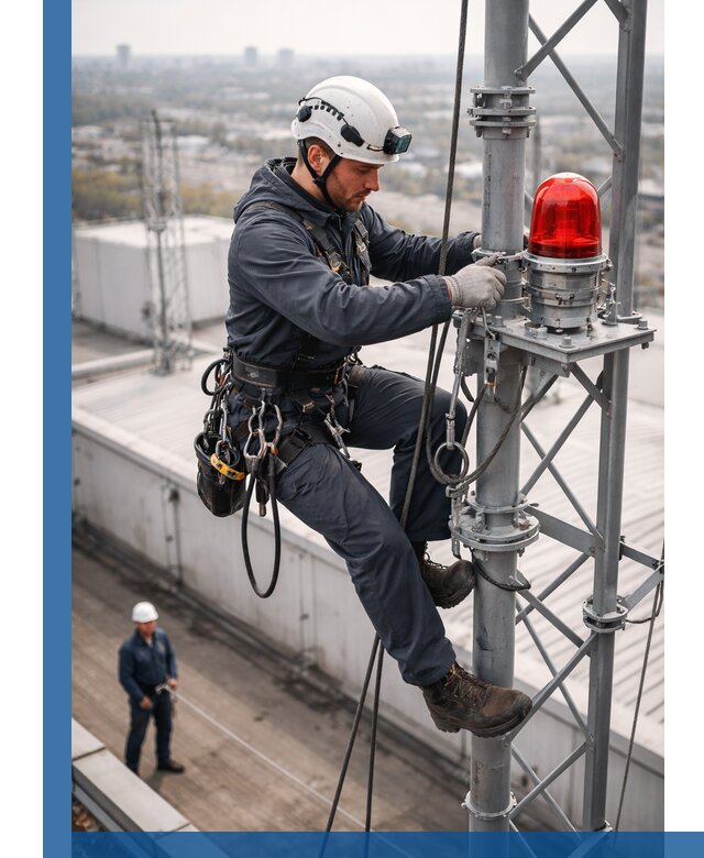 Монтаж заградительных огней и обслуживание объектов в Челябинске