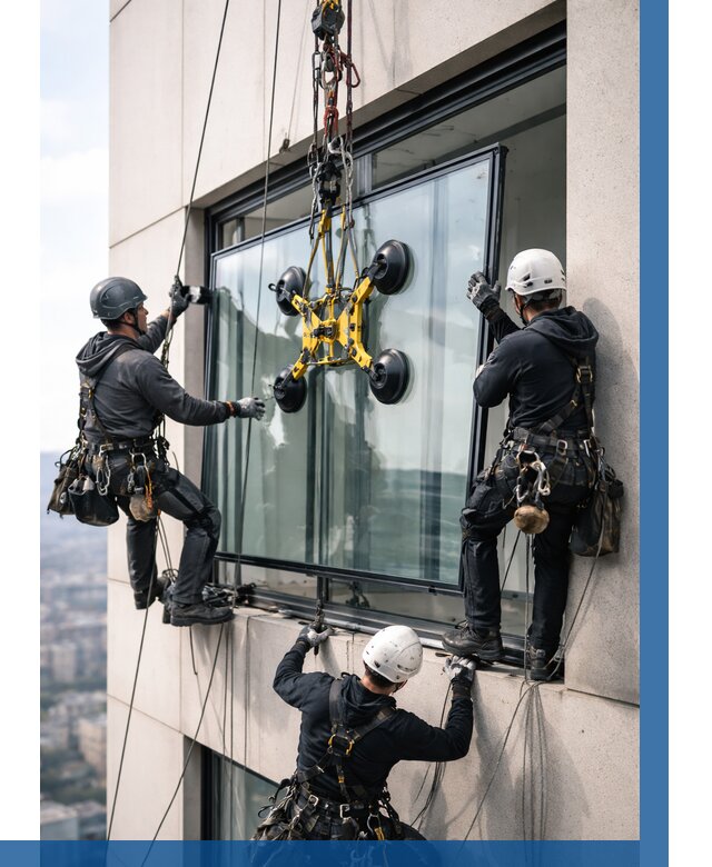 Монтаж стеклопакетов на высоте в Челябинске от 3300 р. | ВЫСОТНИК-Члб