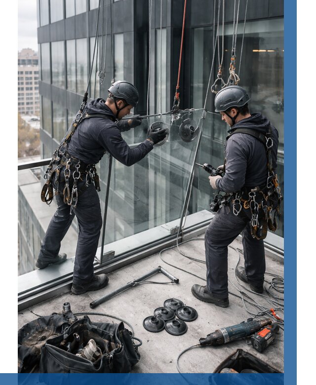 Монтаж стеклянных ограждений в Челябинске от 2578 р. | ВЫСОТНИК-Члб