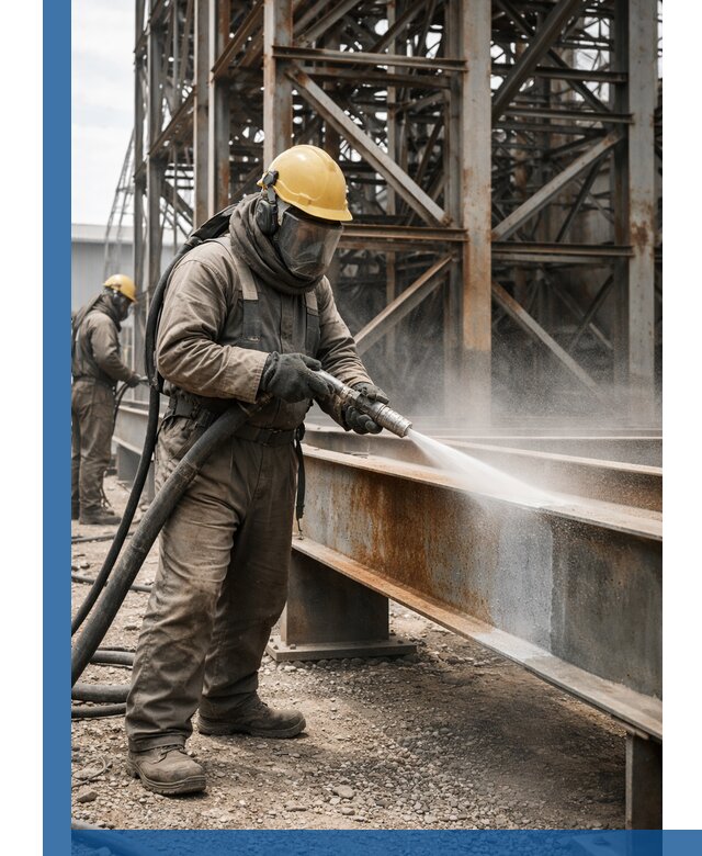 Пескоструйная очистка металлоконструкций в Челябинске промышленная